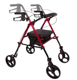 ProBasics Rollator - Aluminum - Height Adjustable for Patients 4'11" to 6'4" - 300 LB Wt Capacity (Color: Burg)