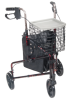 3-Wheel Rollator with Pouch, Basket & Tray, Loop Brake - 300 LB Wt Capacity