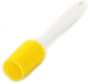 Silicone Cleaning Bottle Brush Silica Gel Cleaning Brush Bottle Cup Cleaning Brush for Glass Cup Thermos Coffee Mug Long Handle Dishwashing Tool (Color: yellow)