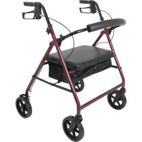 Bariatric Rollator w/ 8” wheels 400 LB Capacity (Color: Burgundy)