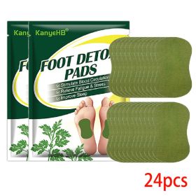 Detox Foot Patches Pads 12/24Pcs Natural Herbal Wormwood Artemisia Argyi Feet Body Toxins Cleansing Relieve Stress Help Sleeping (Color: 24 PCS)