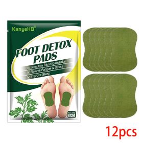 Detox Foot Patches Pads 12/24Pcs Natural Herbal Wormwood Artemisia Argyi Feet Body Toxins Cleansing Relieve Stress Help Sleeping (Color: 12 PCS)