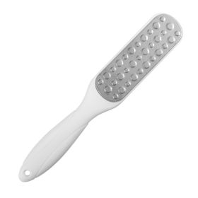 1pc Stainless Steel Foot File Double-Sided Foot Rasp Callus Remover Professional Pedicure Tools Foot Scrubber Dead Skin Remover (Color: White)