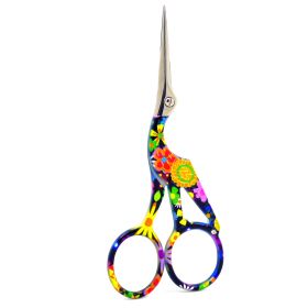 Craft Scissors Stork Sewing Embroidery Scissors With Leather Scissors Cover Bird Scissor For Fabric Cutting Paper Crafting Office Scissors Sewing Hand (Color: Colorful)