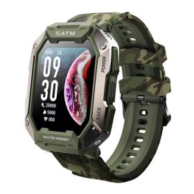 Military Smart Watch For Men; All-New 1.71'' Tactical Smartwatch | Android Phones & IPhone Compatible | 5ATM Fitness Tracker w Blood Pressure (Color: Camouflage Green)