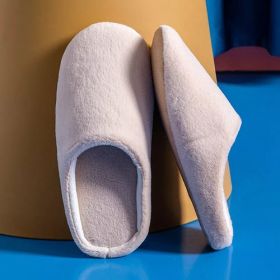 Winter Casual Slip On Comfortable Warm Furry Slippers (Color: Beige, size: 38-39)