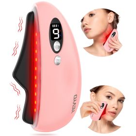 Gua Sha Facial Tool, Electric Black Obsidian Guasha Tool for Face, Chin, Neck, Body, Heated Vibrating Massage Gua Sha Stone for Face Sculpting (Color: Pink)