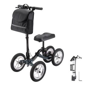 Foldable Aluminum Knee Walker - All-Terrain with 12" Tires (Warehouse: US)