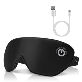 Cordless Heated Eye Mask Silk Sleep Eye Compress Mask For Dry Eyes Washable Type-C Electric Eye Heating Pad With 3 Temperature 20Mins Auto Off For Rel (Color: Black)