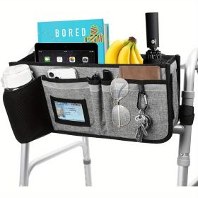 Walker Basket, Walker Accessories, Walker Bag, Walker Tray, Walker organizer, Hands-Free Foldable Large Capacity Walker Bags for Seniors (Color: Grey)