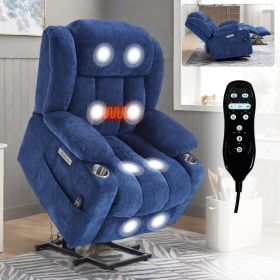 Up to 350 LBS Chenille Power Lift Recliner Chair, Heavy Duty Motion Mechanism with 8-Point Vibration Massage and Lumbar Heating, USB and Type-C P (Color: as Pic)