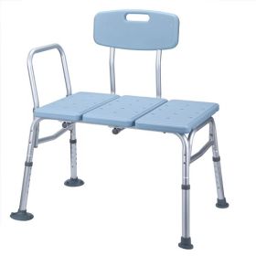 Medical Bathroom Safety Shower Tub Aluminium Alloy Bath Chair Transfer Bench with Back & Handle Blue (Color: as picture)