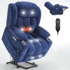 Up to 350 LBS Chenille Power Lift Recliner Chair, Heavy Duty Motion Mechanism with 8-Point Vibration Massage and Lumbar Heating, USB and Type-C P