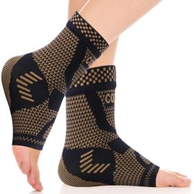 COPPER Ankle Brace Compression Support Sleeve for Injury Recovery, Joint Pain. Plantar Fasciitis Foot Socks with Arch Support, Eases Swelling (size: medium)