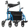 VEVOR 2 in 1 Rollator Walker & Transport Chair for Seniors, Folding Rolling Walker Wheelchair Combo & Footrests