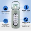Glass Water Bottle Sports Water Bottle Motivational Water Bottle Water Intake Tracker Bottle with Straw Time Marker Silicone Sleeve Handle for Gym Wor