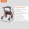 VEVOR Folding Rollator Walker for Seniors and Adults, Lightweight Aluminum Rolling Walker with Seat and Adjustable Handle