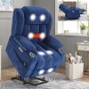 Up to 350 LBS Chenille Power Lift Recliner Chair, Heavy Duty Motion Mechanism with 8-Point Vibration Massage and Lumbar Heating, USB and Type-C P