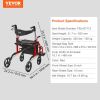 VEVOR 2 in 1 Rollator Walker & Transport Chair, 300 Lb Wt Capacity, Folding Rolling Walker Wheelchair Combo with Footrests