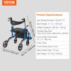 VEVOR 2 in 1 Rollator Walker & Transport Chair for Seniors, Folding Rolling Walker Wheelchair Combo & Footrests