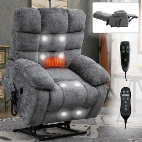 Lift Recliner Chair Heat Massage Dual Motor Infinite Position Up to 350 LBS Large Electric Power Lift Recliners with Power-Remote (Color: as Pic)