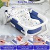 Baby Bath Tub with Thermometer Collapsible Travel-Friendly 0-24Months Baby Bathtub