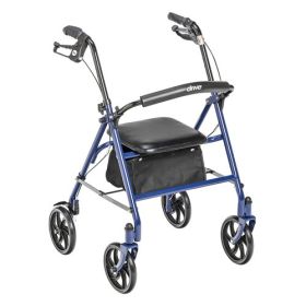 4 Wheel Steel Rollator, w/7.5" Casters & Basket, Deluxe Hand Brakes - 300 LB Wt Capacity (Wrap Length: Blue)