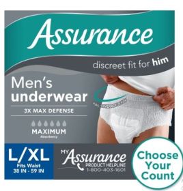 Assurance Men's Incontinence Underwear, Maximum Absorbency (36 Count) (size: L/XL)